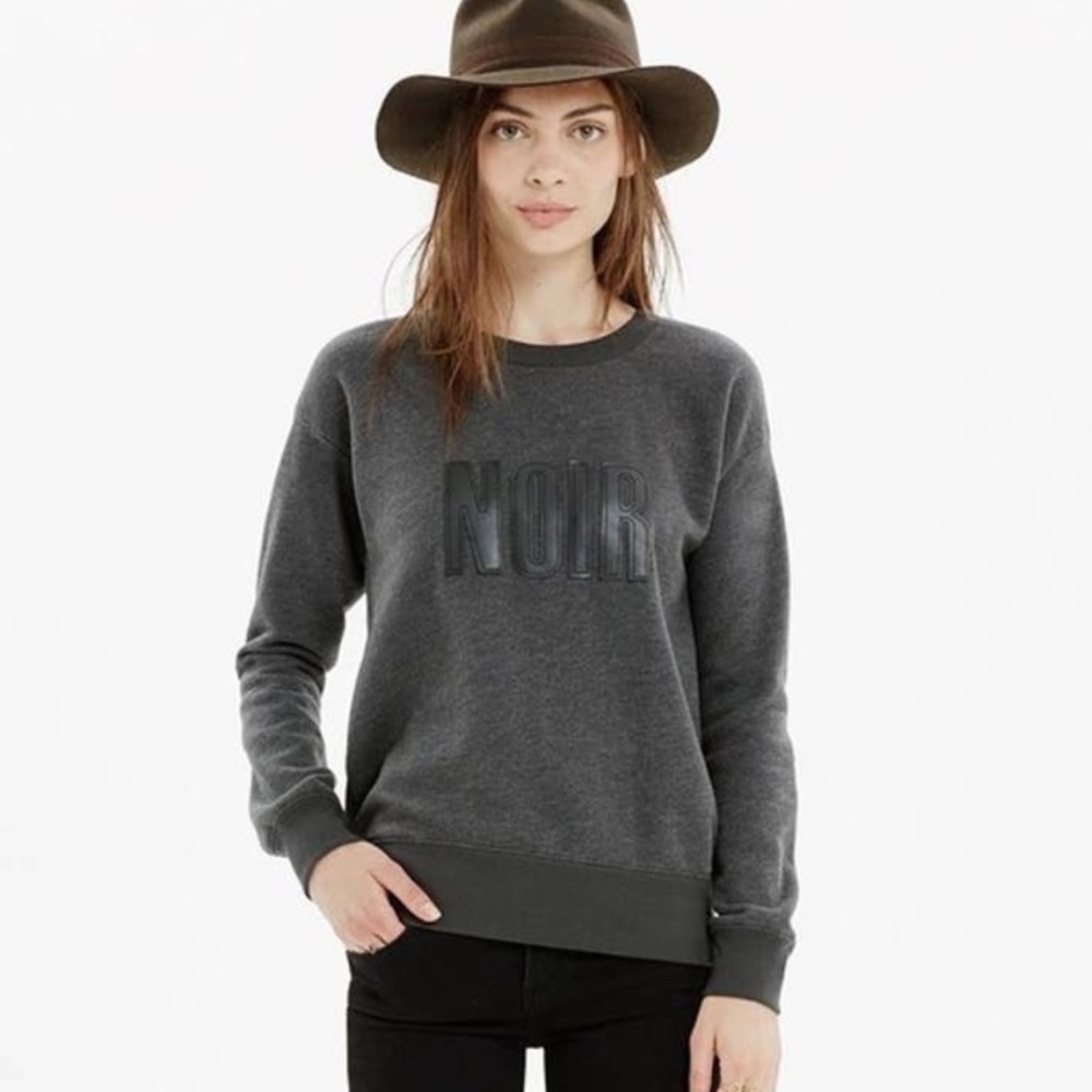 Madewell Noir Appliqué Crewneck Sweater Small